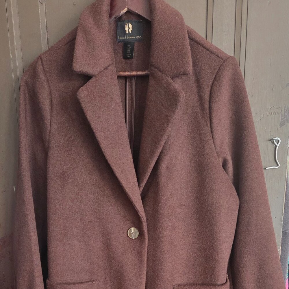 House of Harlow 1960 wool blend long coat - Chocolate - L - NWOT